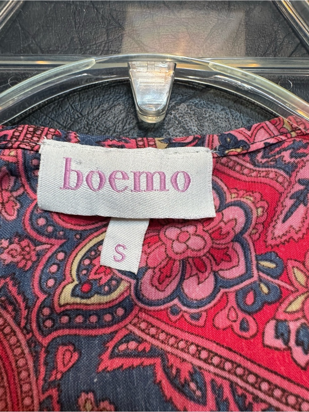 Boemo Paisley Boho Maxi Dress Small Pink Blue Smocked Waist Tiered Maxi Festival - Picture 7 of 7